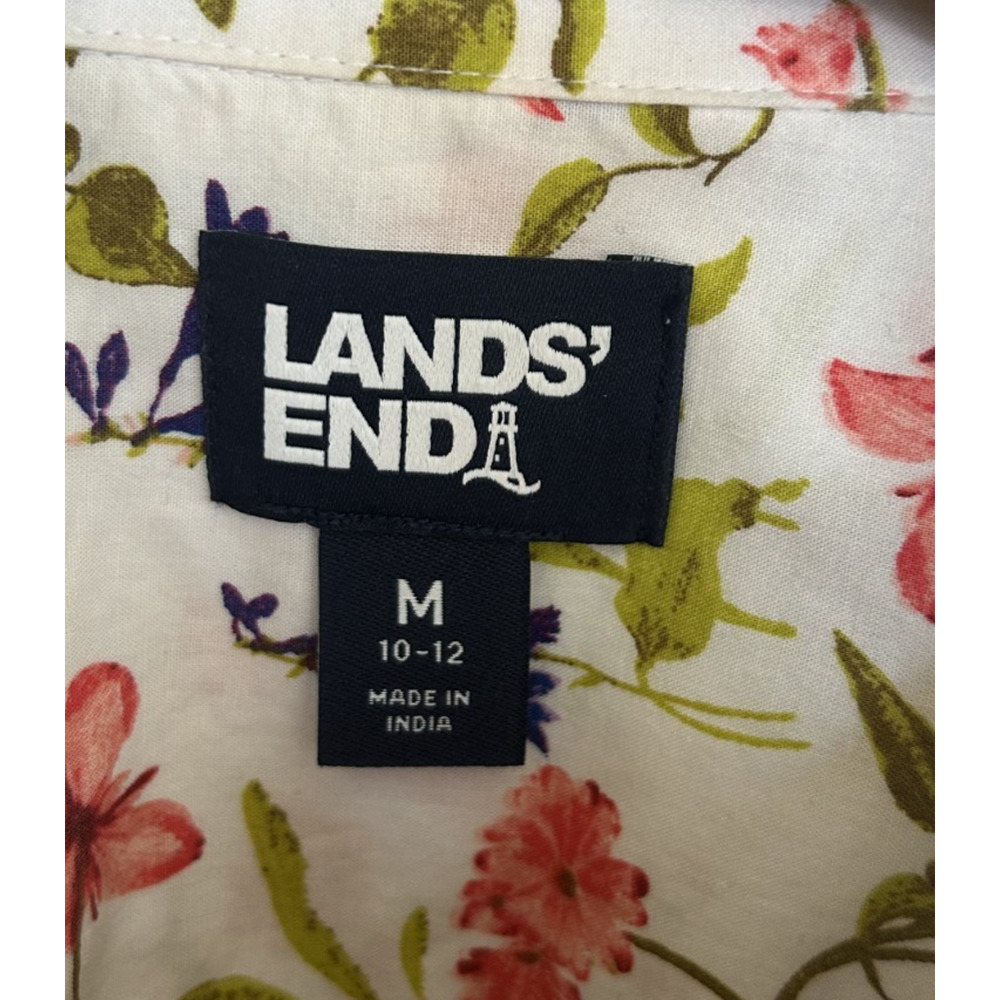 Lands’ End Floral Cotton Button Down Shirt M Cottagecore - Picture 5 of 11
